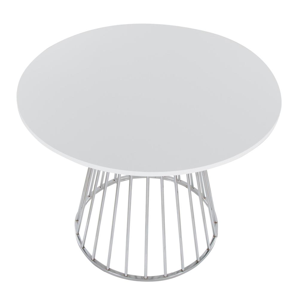 Silver Metal, White MDF Canary Cosmo Dining Table. Picture 3