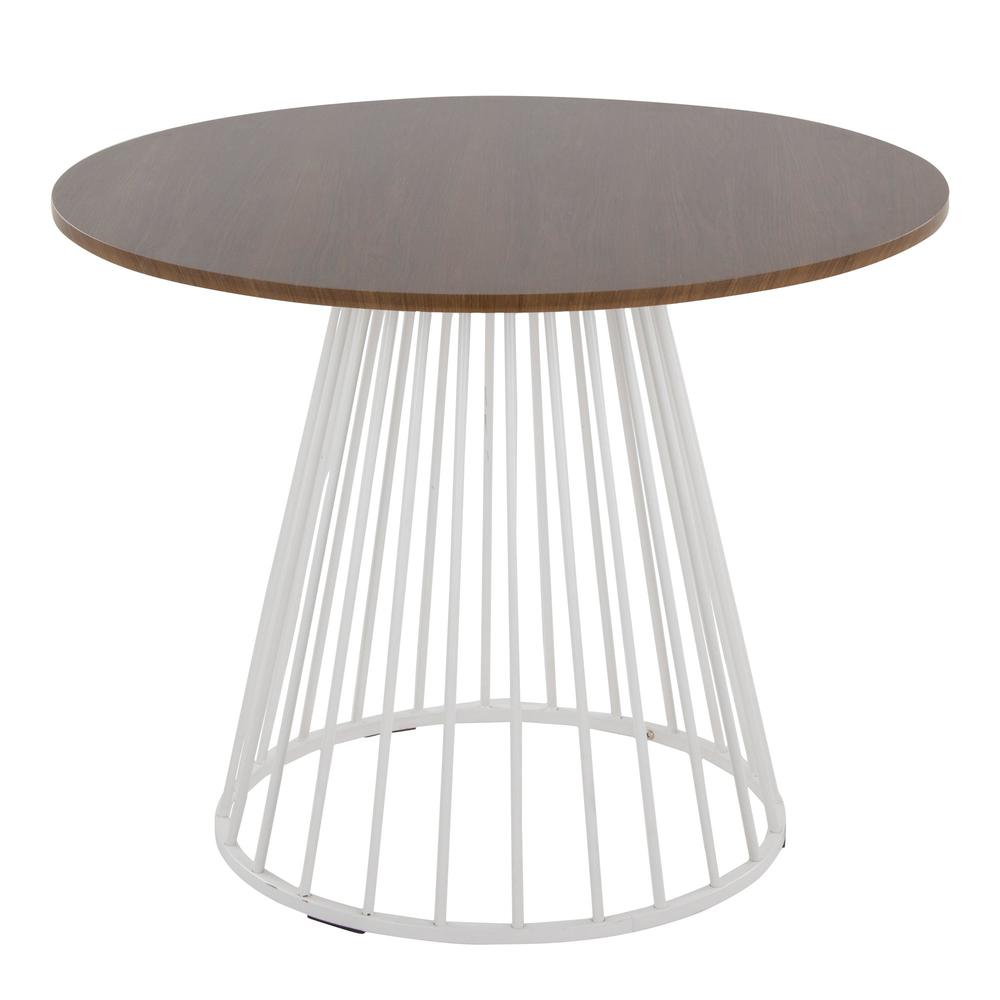 White Metal, Walnut Wood Canary Cosmo Dining Table. Picture 1