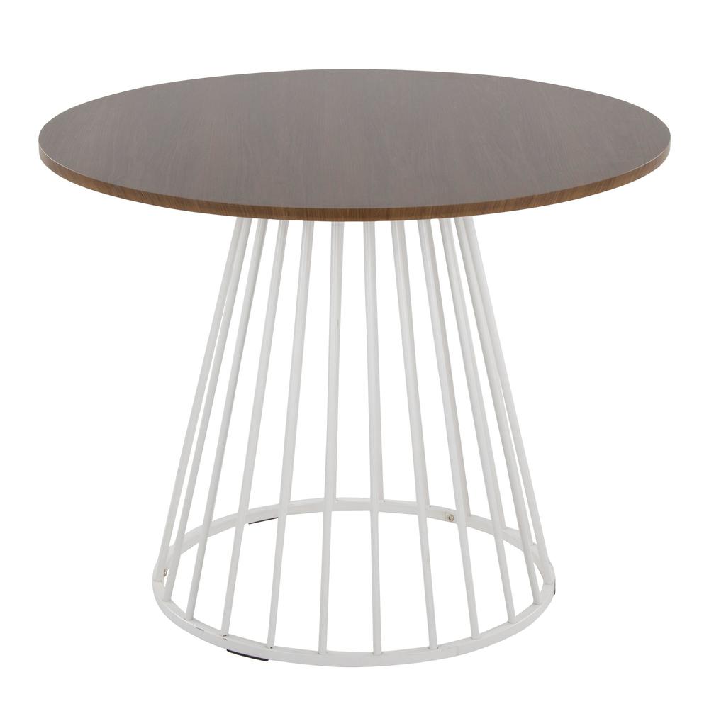 White Metal, Walnut Wood Canary Cosmo Dining Table. Picture 2