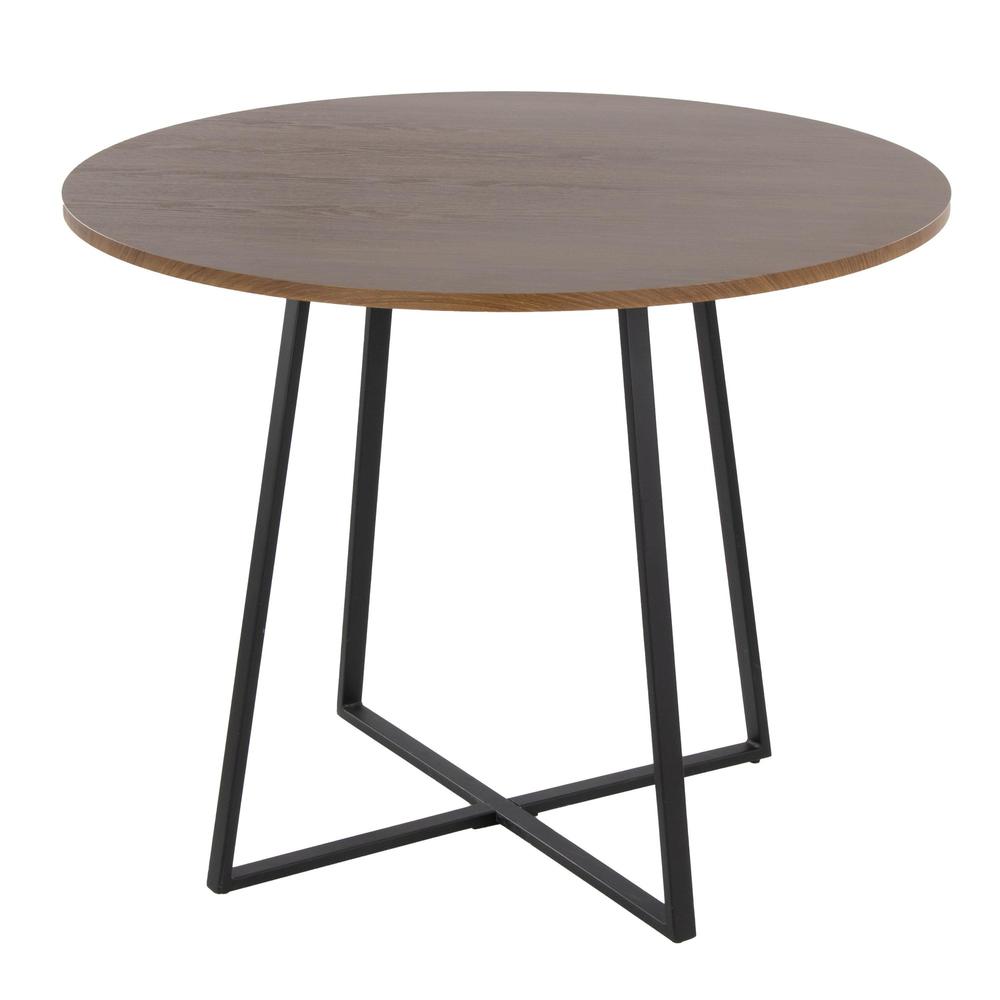Black Metal, Walnut Wood Canary Cosmo Dining Table. Picture 3