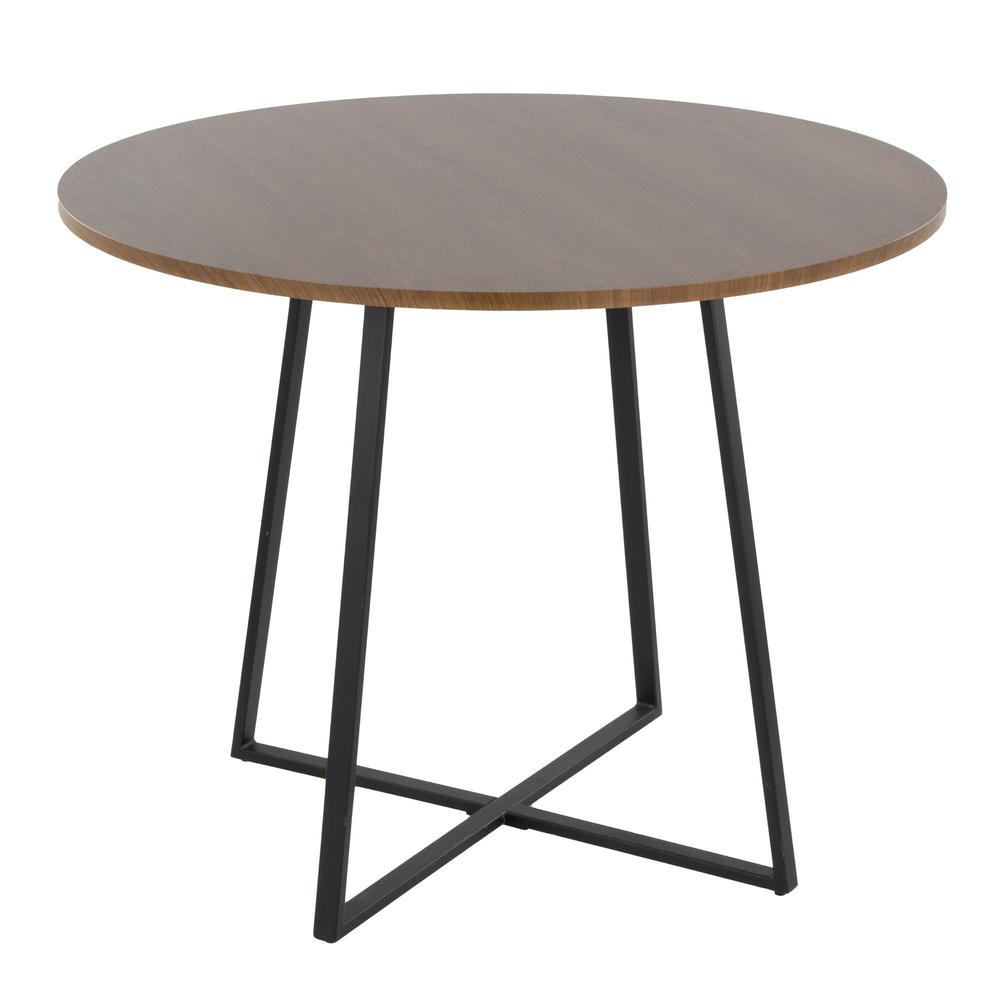 Black Metal, Walnut Wood Canary Cosmo Dining Table. Picture 1