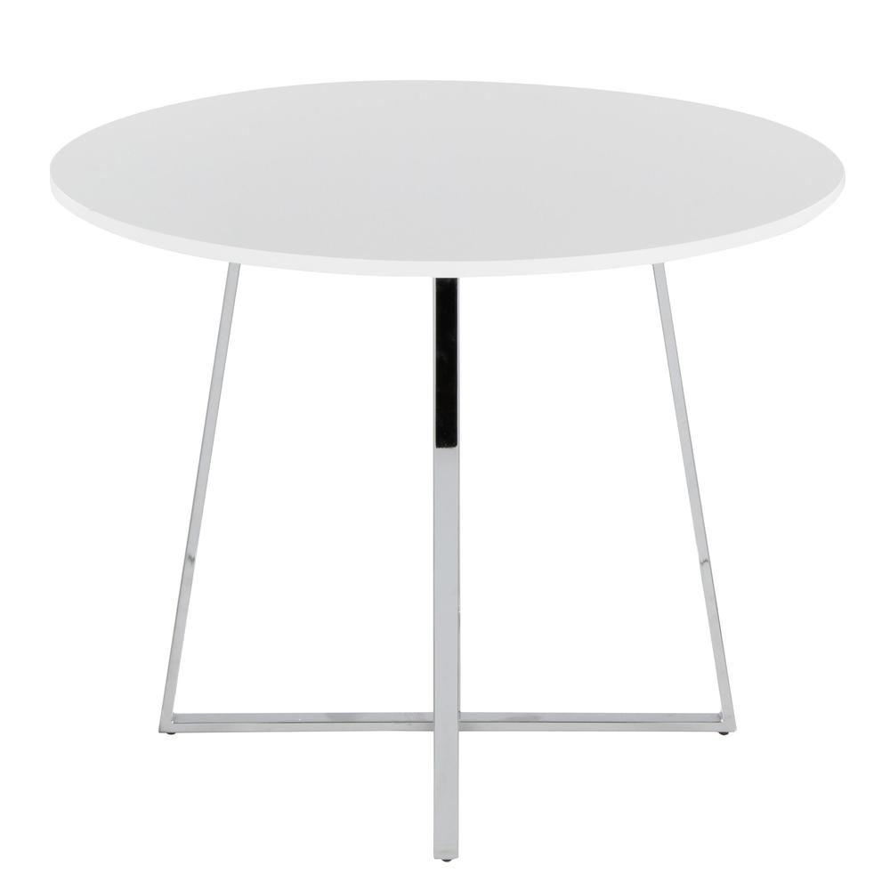 Chrome Metal, White MDF Canary Cosmo Dining Table. Picture 4