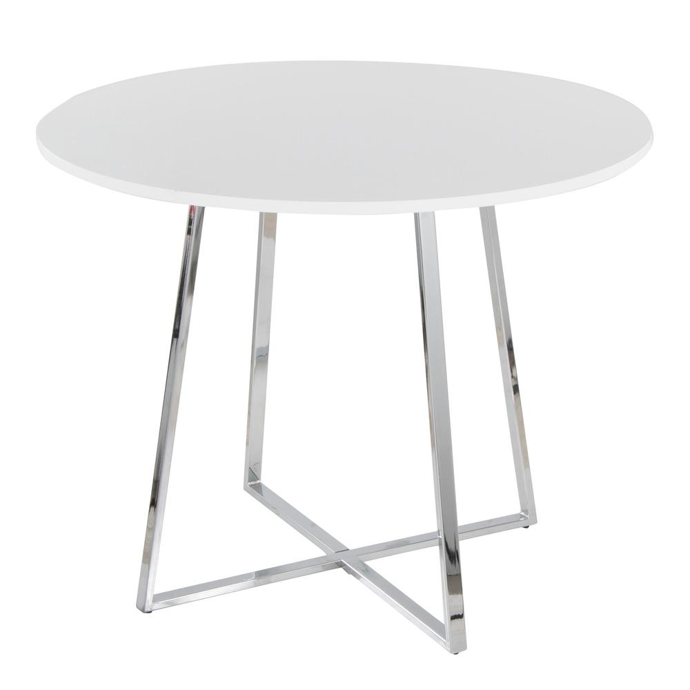 Chrome Metal, White MDF Canary Cosmo Dining Table. Picture 3