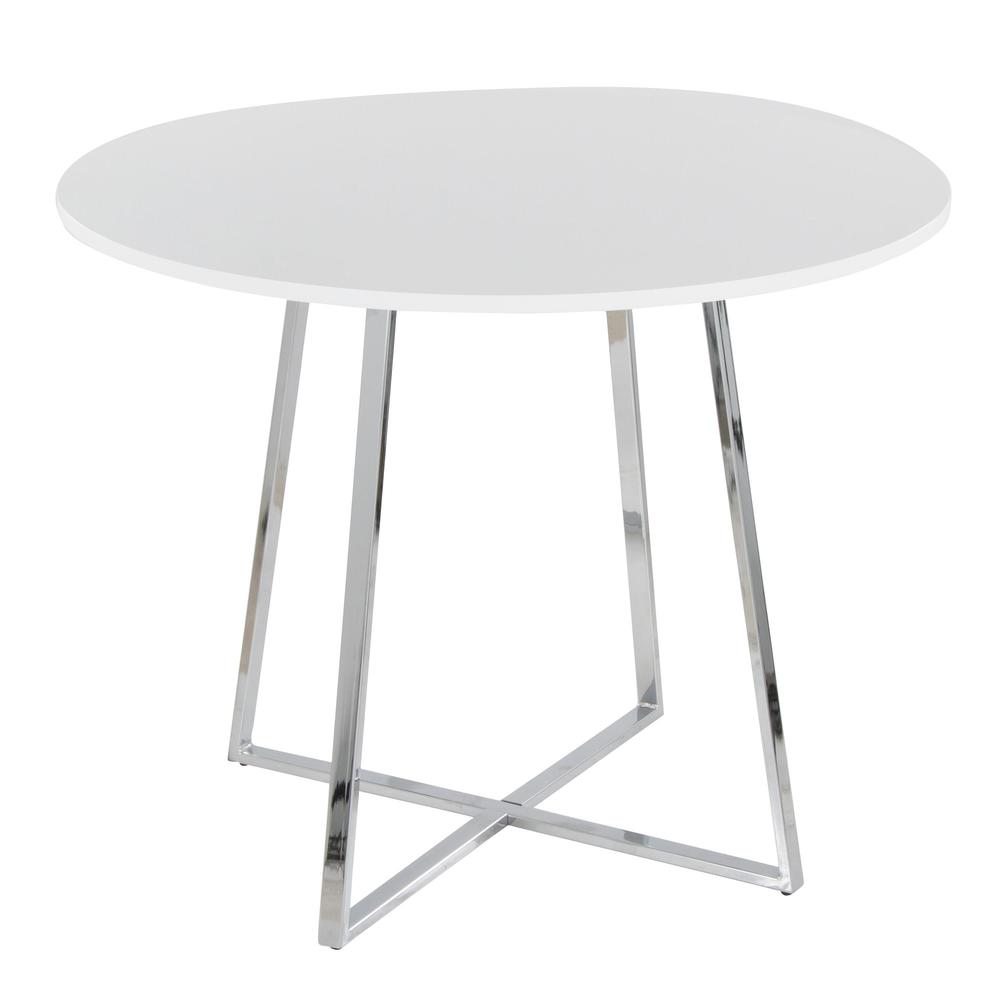 Chrome Metal, White MDF Canary Cosmo Dining Table. Picture 1