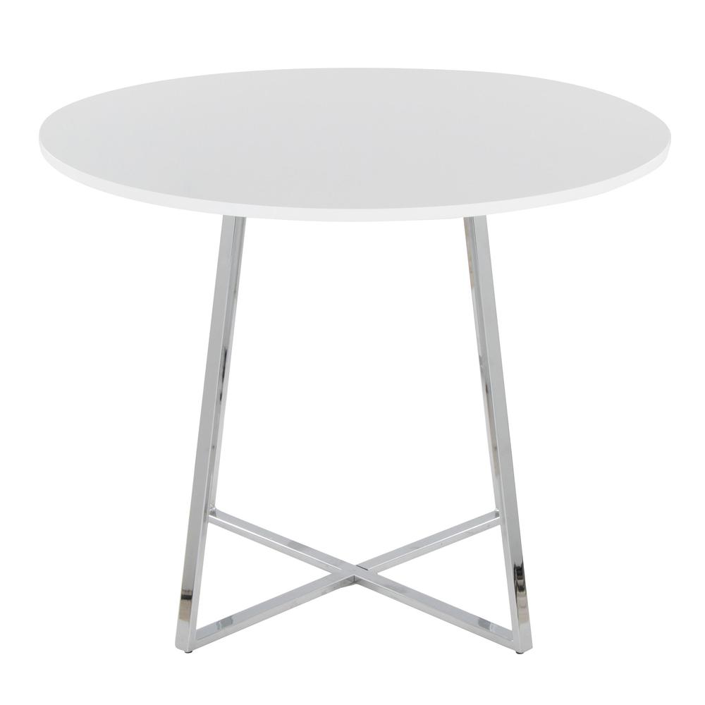 Chrome Metal, White MDF Canary Cosmo Dining Table. Picture 2