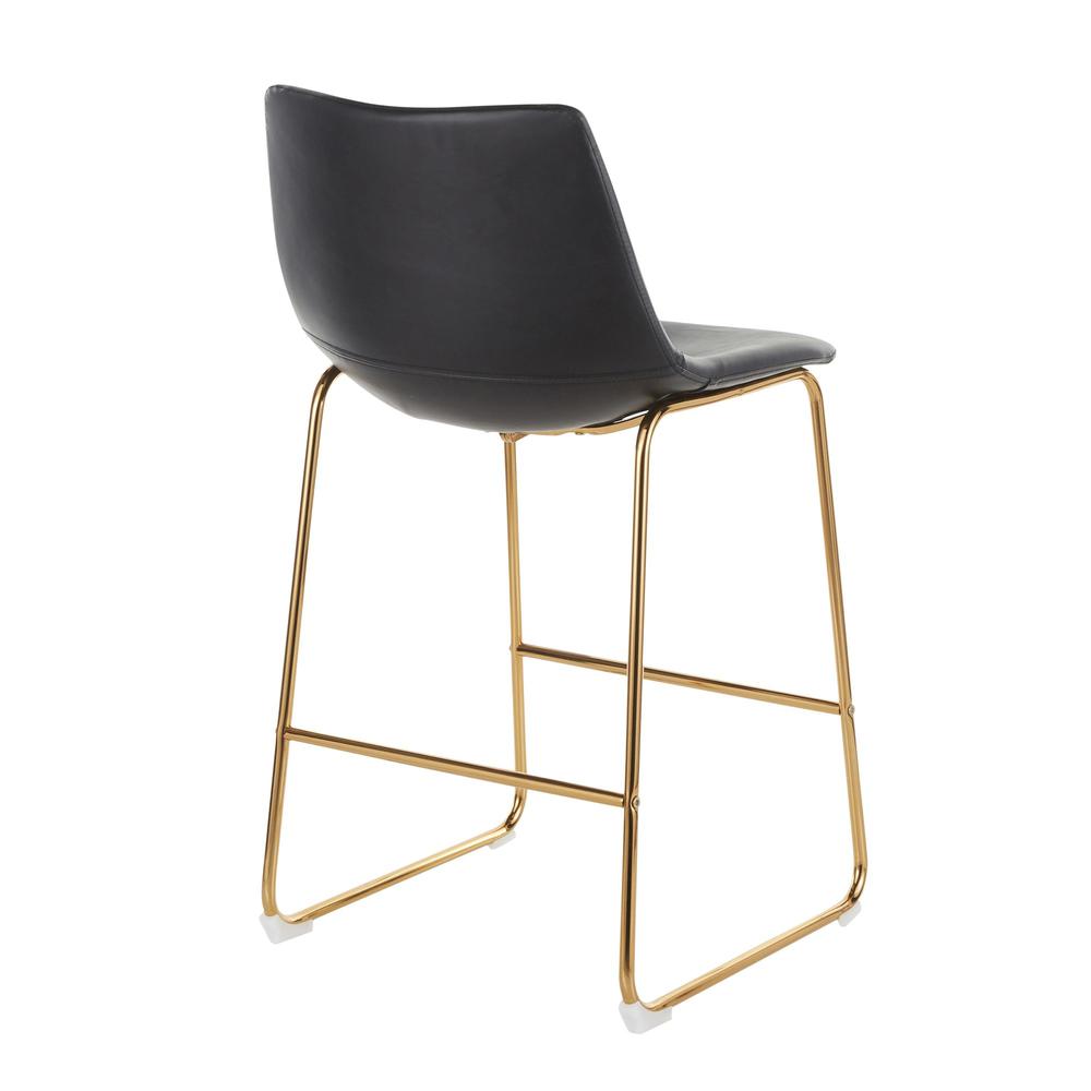 Gold Metal, Black PU Duke Counter Stool - Set of 2. Picture 4