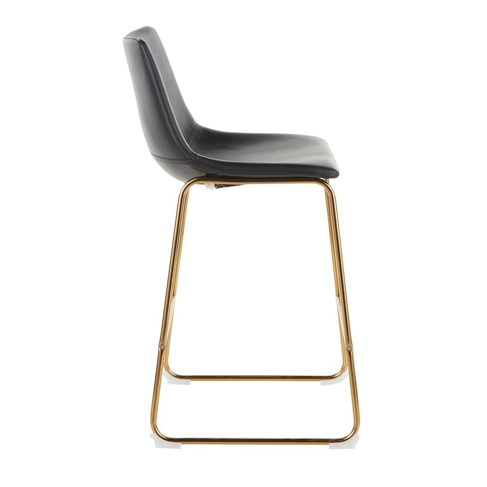 Gold Metal, Black PU Duke Counter Stool - Set of 2. Picture 3