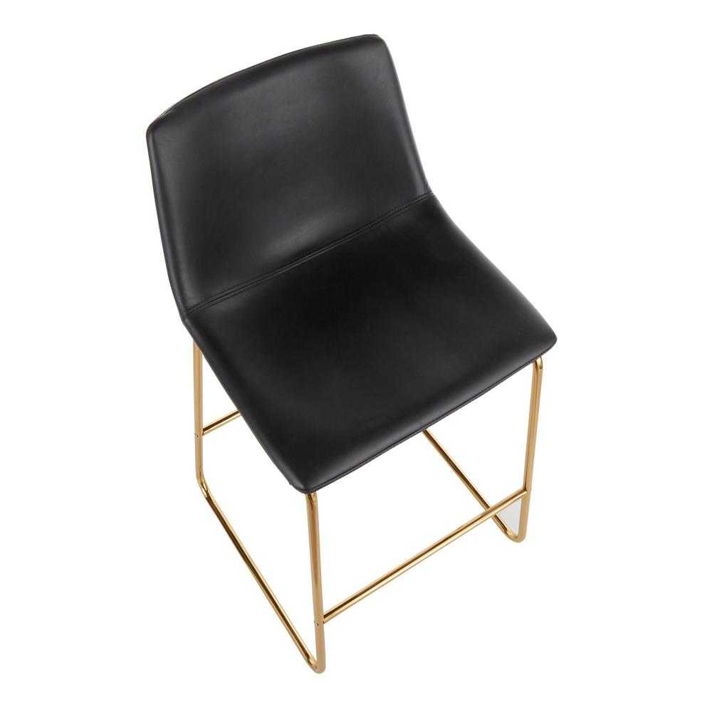 Gold Metal, Black PU Duke Counter Stool - Set of 2. Picture 7