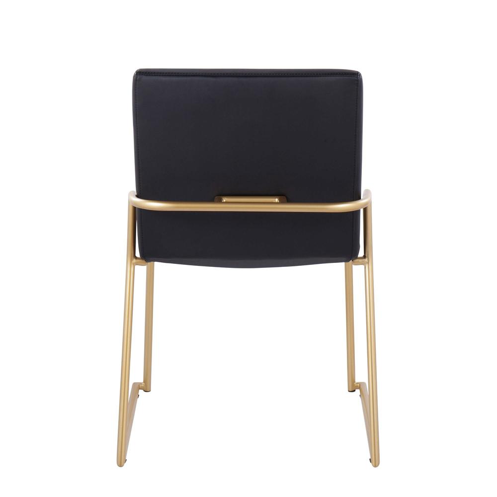 Gold Steel, Black PU Dutchess Dining Chair - Set of 2. Picture 5