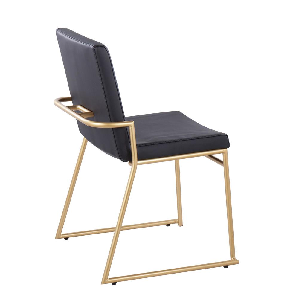 Gold Steel, Black PU Dutchess Dining Chair - Set of 2. Picture 4