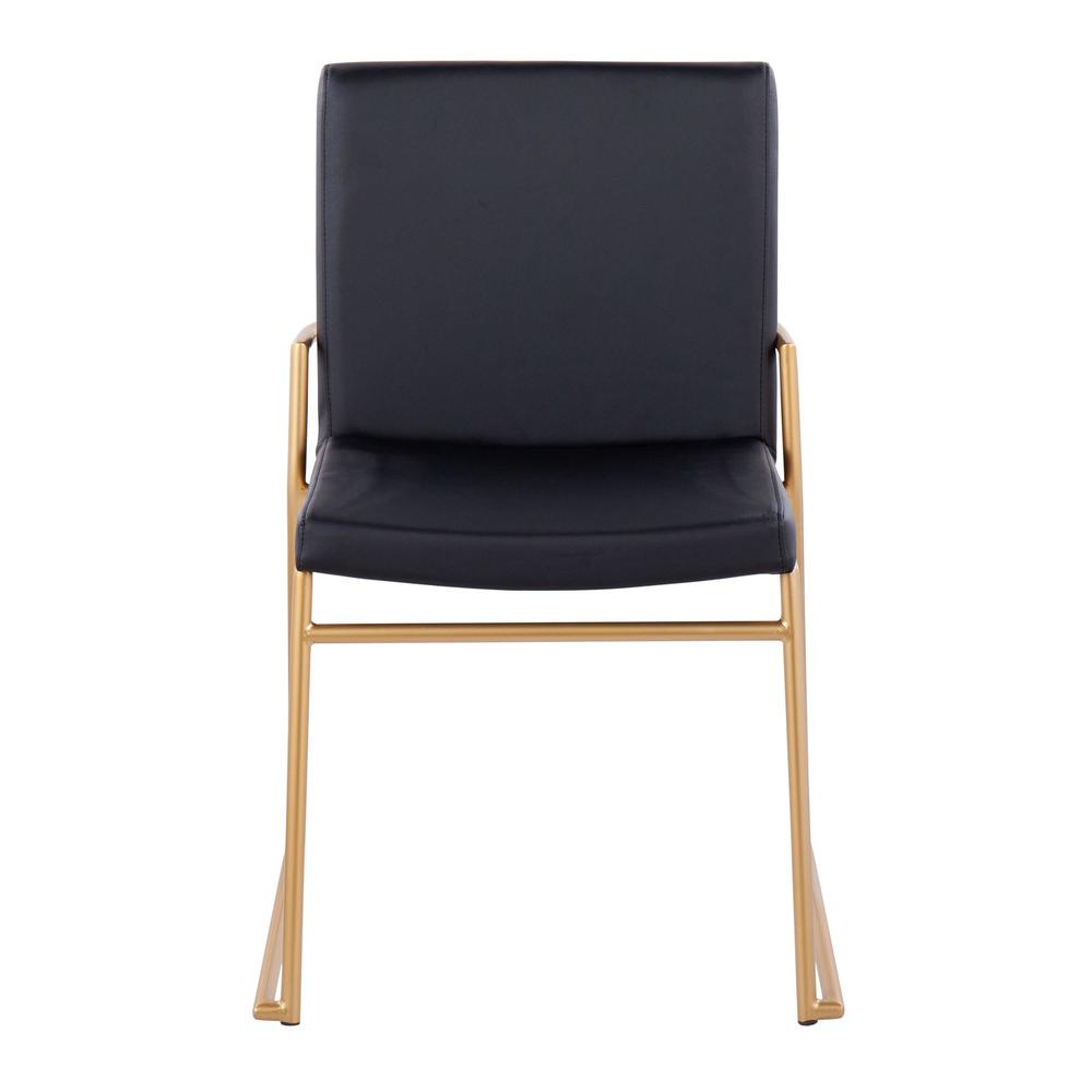 Gold Steel, Black PU Dutchess Dining Chair - Set of 2. Picture 6