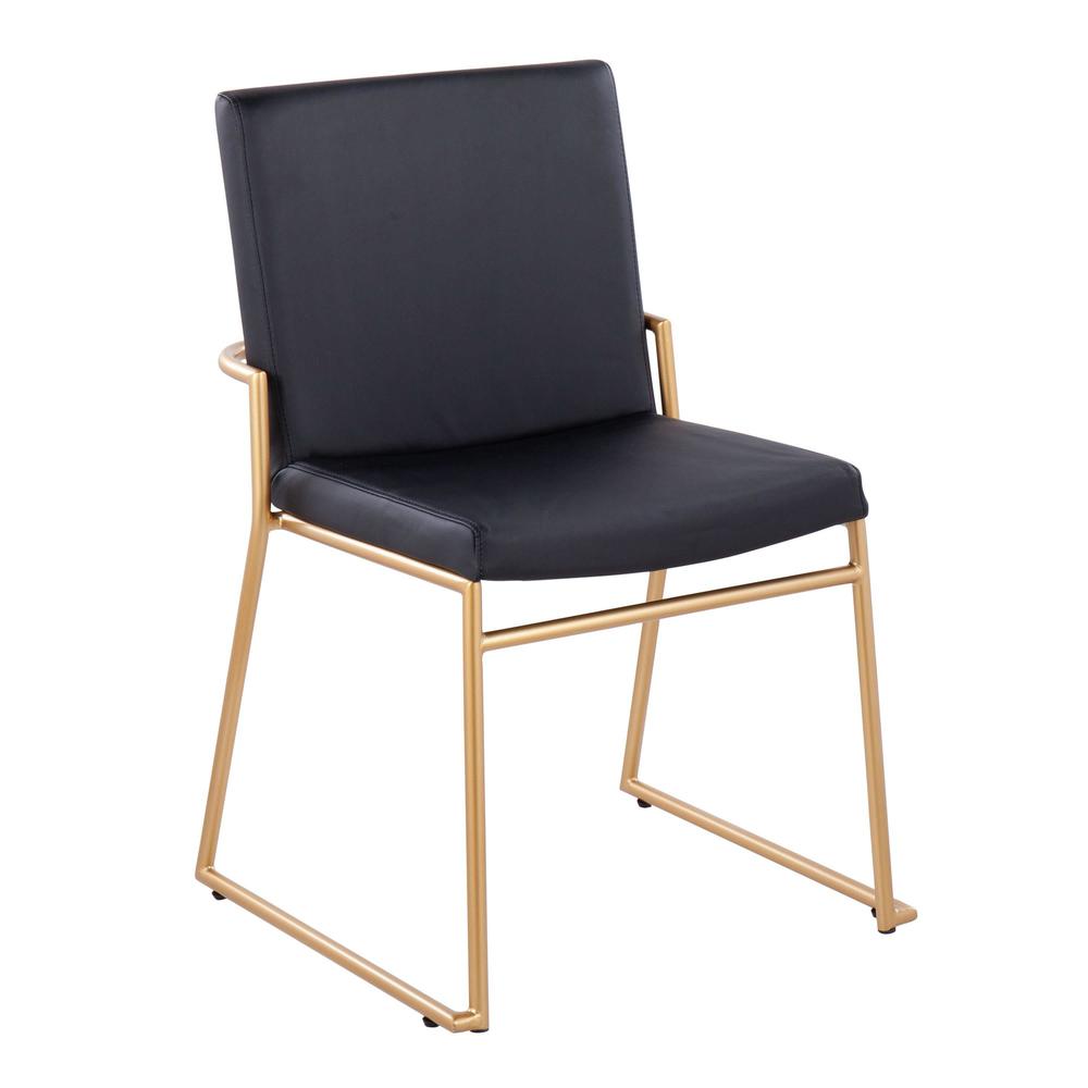 Gold Steel, Black PU Dutchess Dining Chair - Set of 2. Picture 2