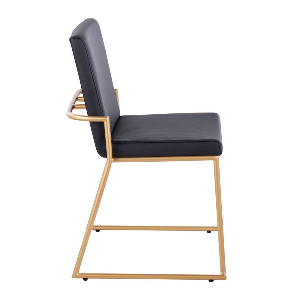 Gold Steel, Black PU Dutchess Dining Chair - Set of 2. Picture 3