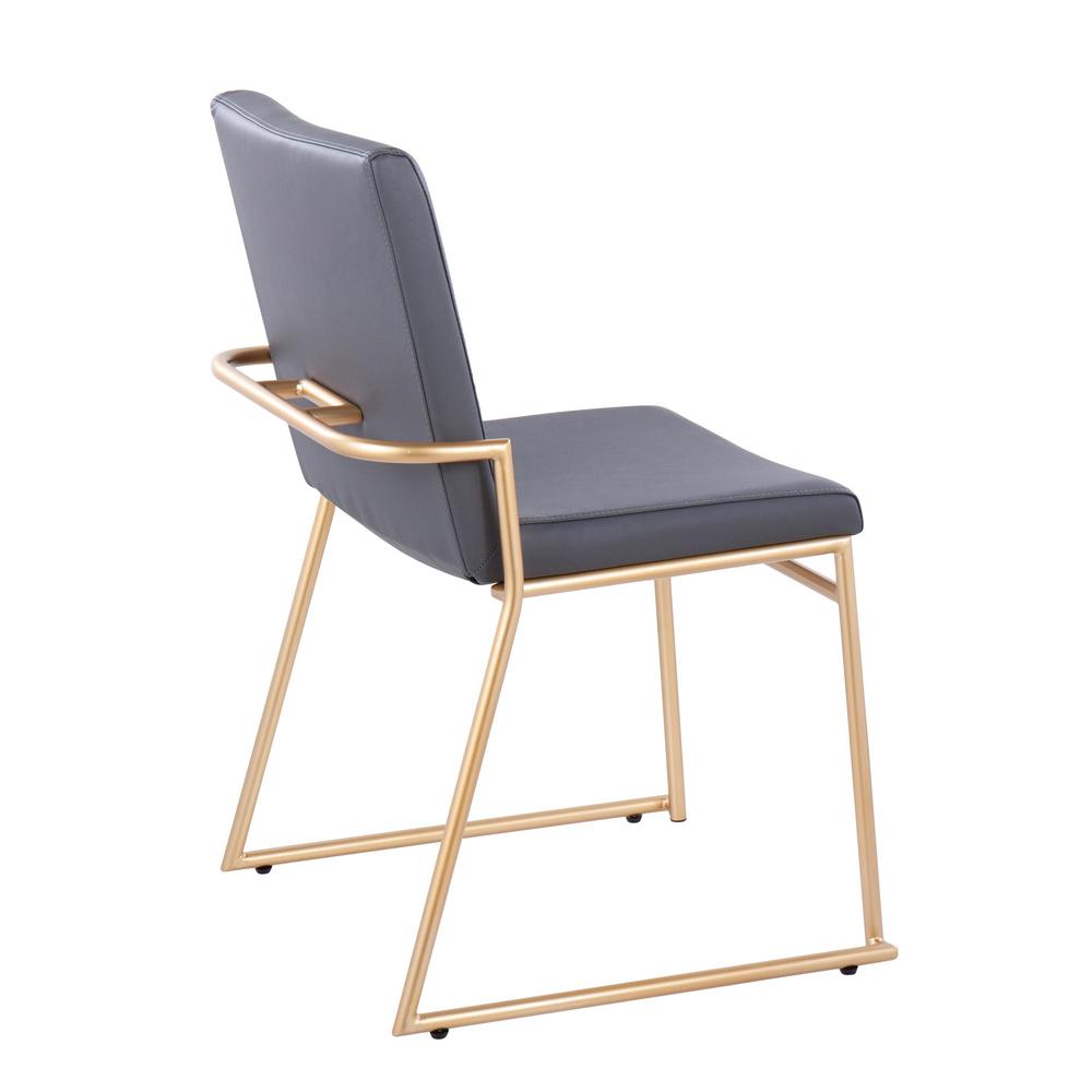 Gold Steel, Grey PU Dutchess Dining Chair - Set of 2. Picture 4