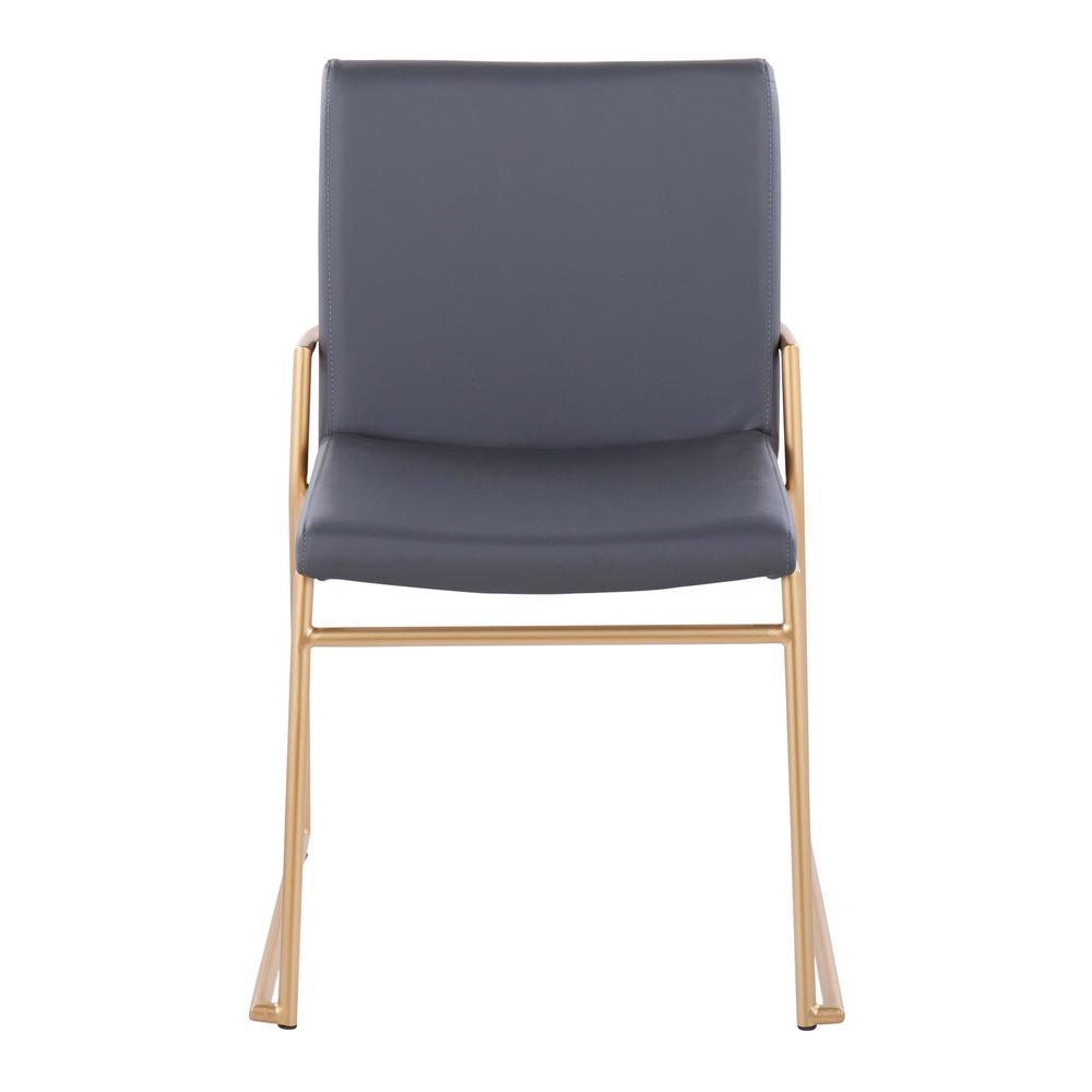 Gold Steel, Grey PU Dutchess Dining Chair - Set of 2. Picture 6