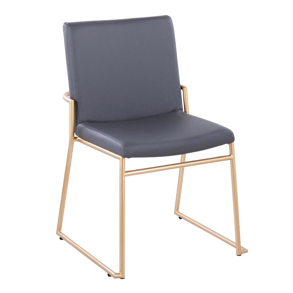 Gold Steel, Grey PU Dutchess Dining Chair - Set of 2. Picture 2