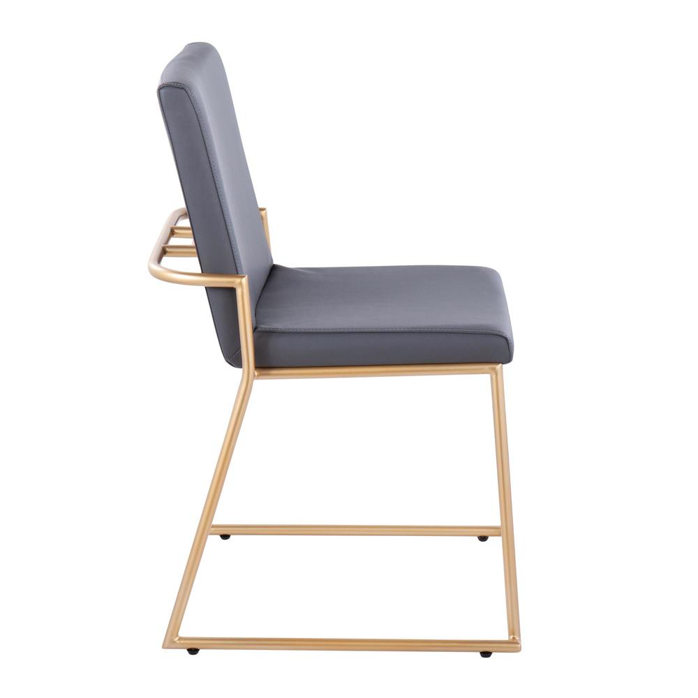 Gold Steel, Grey PU Dutchess Dining Chair - Set of 2. Picture 3