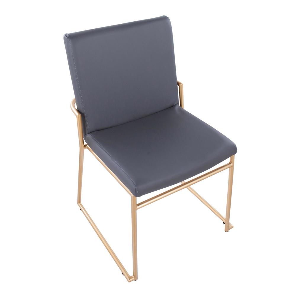 Gold Steel, Grey PU Dutchess Dining Chair - Set of 2. Picture 7