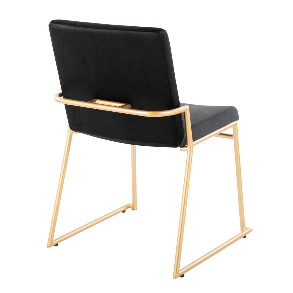 Gold Steel, Black Velvet Dutchess Dining Chair - Set of 2. Picture 4