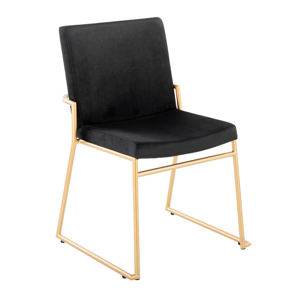 Gold Steel, Black Velvet Dutchess Dining Chair - Set of 2. Picture 2