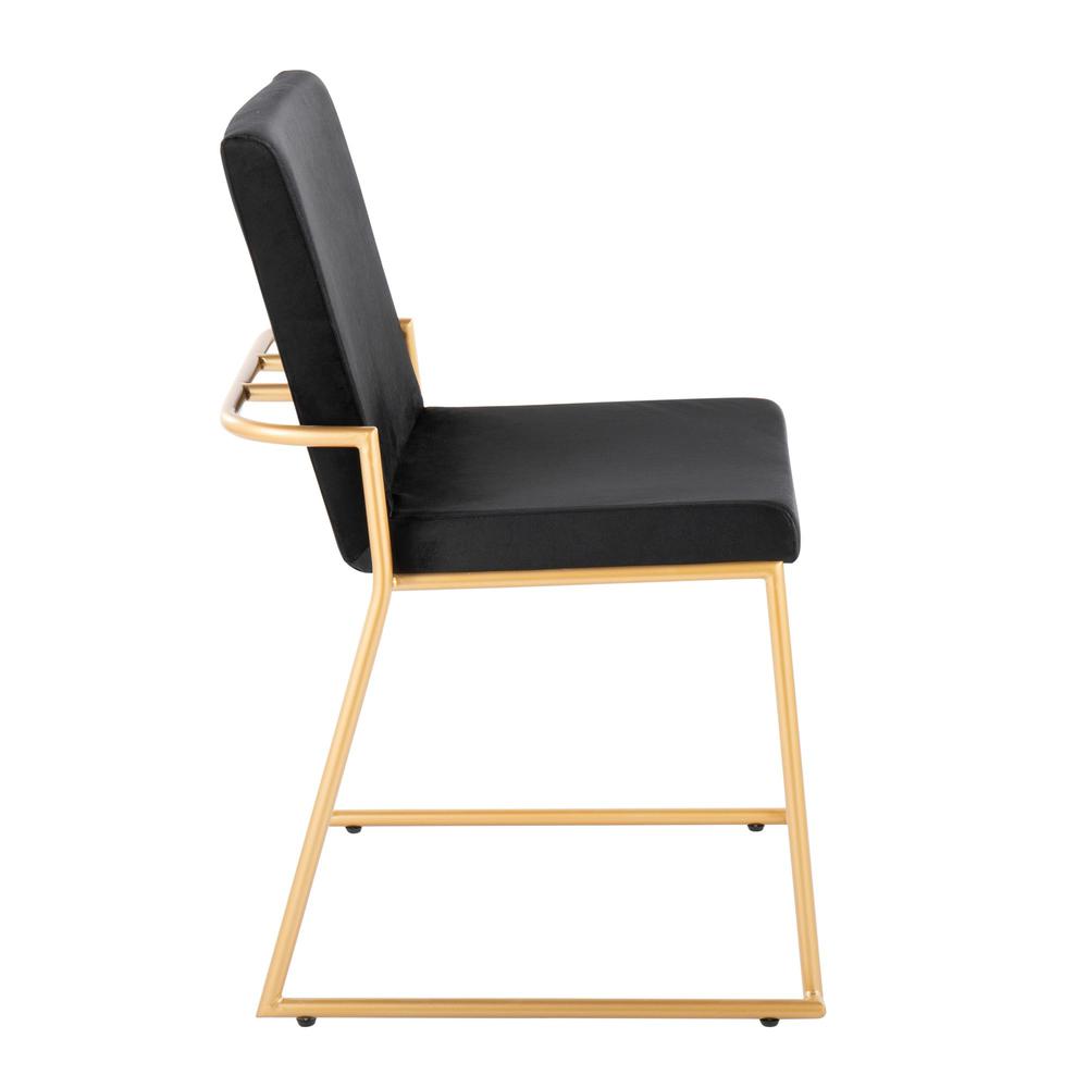 Gold Steel, Black Velvet Dutchess Dining Chair - Set of 2. Picture 3