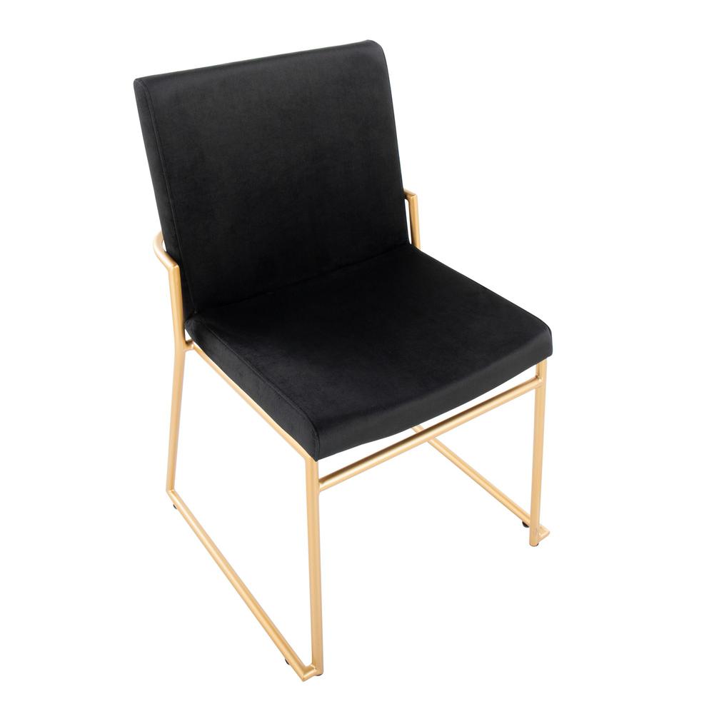 Gold Steel, Black Velvet Dutchess Dining Chair - Set of 2. Picture 7
