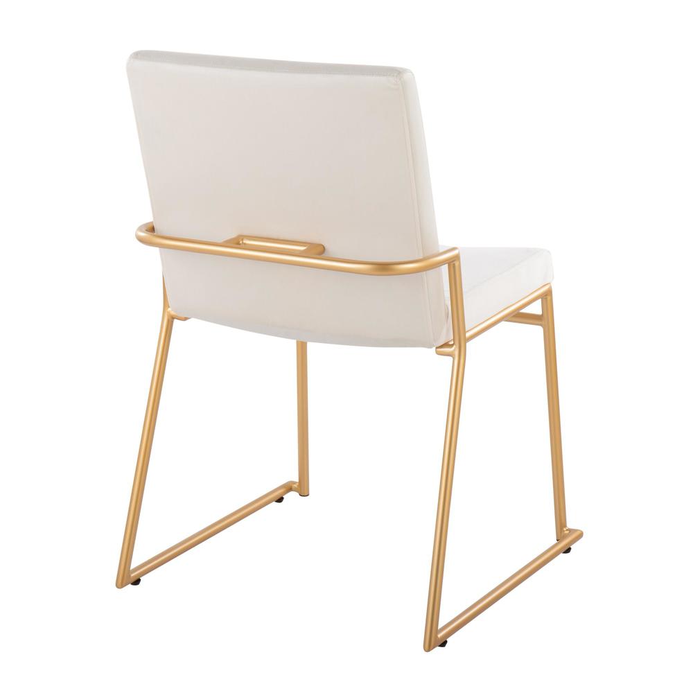 Gold Steel, Cream Velvet Dutchess Dining Chair - Set of 2. Picture 4