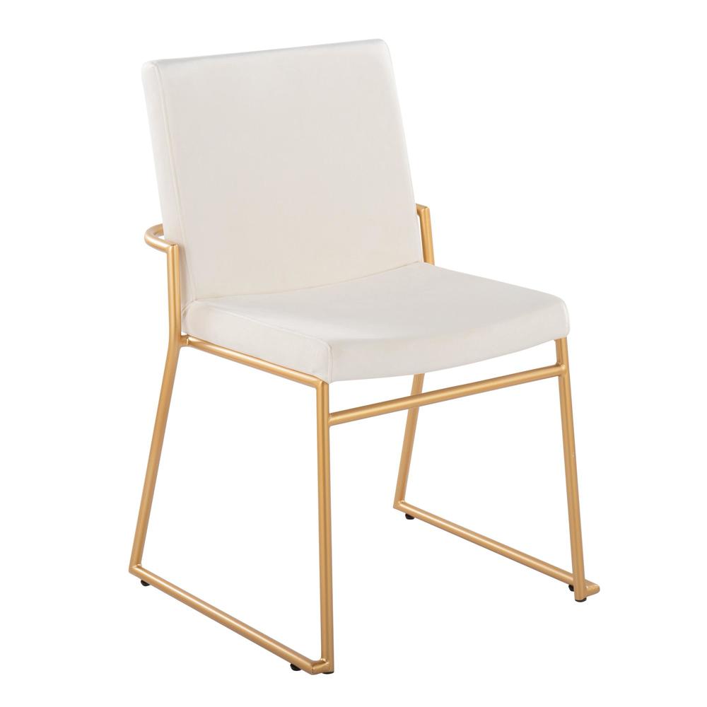 Gold Steel, Cream Velvet Dutchess Dining Chair - Set of 2. Picture 2