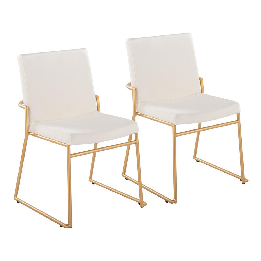 Gold Steel, Cream Velvet Dutchess Dining Chair - Set of 2. Picture 1