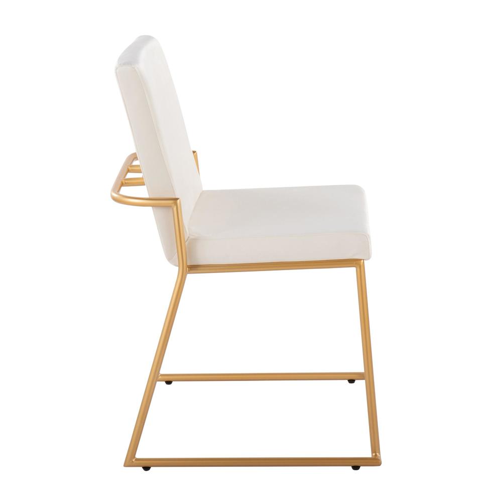 Gold Steel, Cream Velvet Dutchess Dining Chair - Set of 2. Picture 3