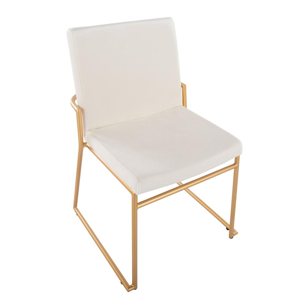 Gold Steel, Cream Velvet Dutchess Dining Chair - Set of 2. Picture 7