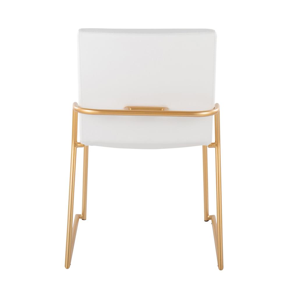 Gold Steel, White PU Dutchess Dining Chair - Set of 2. Picture 5