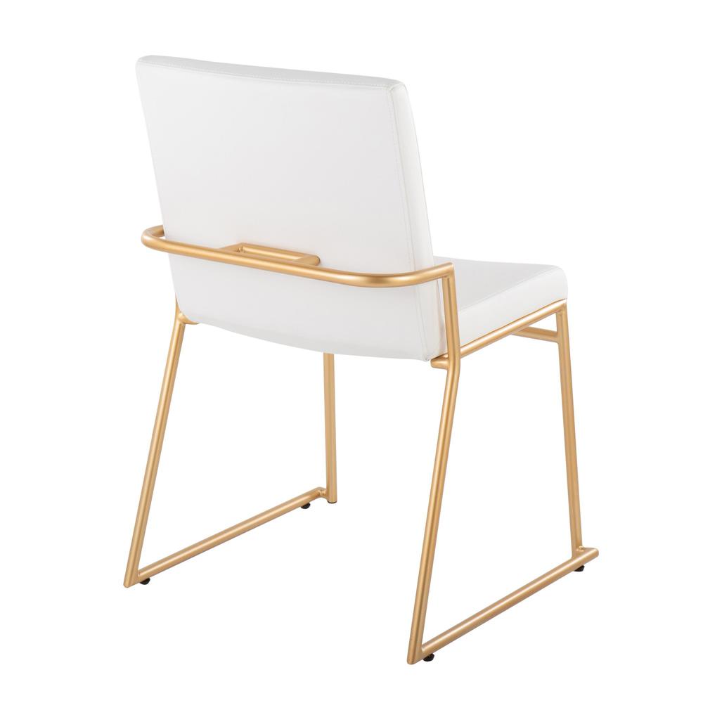 Gold Steel, White PU Dutchess Dining Chair - Set of 2. Picture 4
