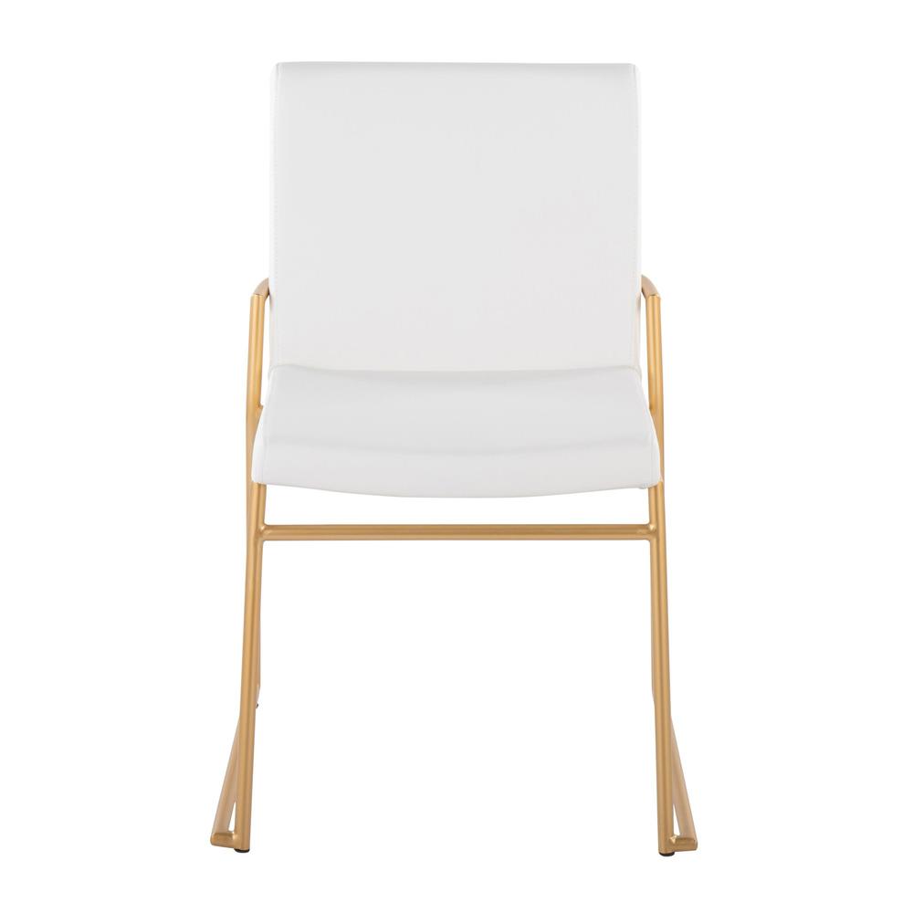 Gold Steel, White PU Dutchess Dining Chair - Set of 2. Picture 6