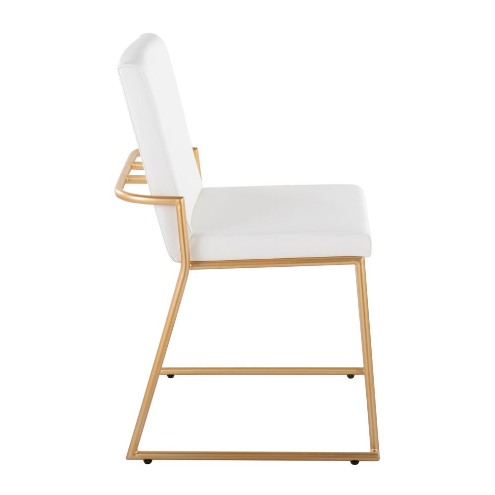 Gold Steel, White PU Dutchess Dining Chair - Set of 2. Picture 3