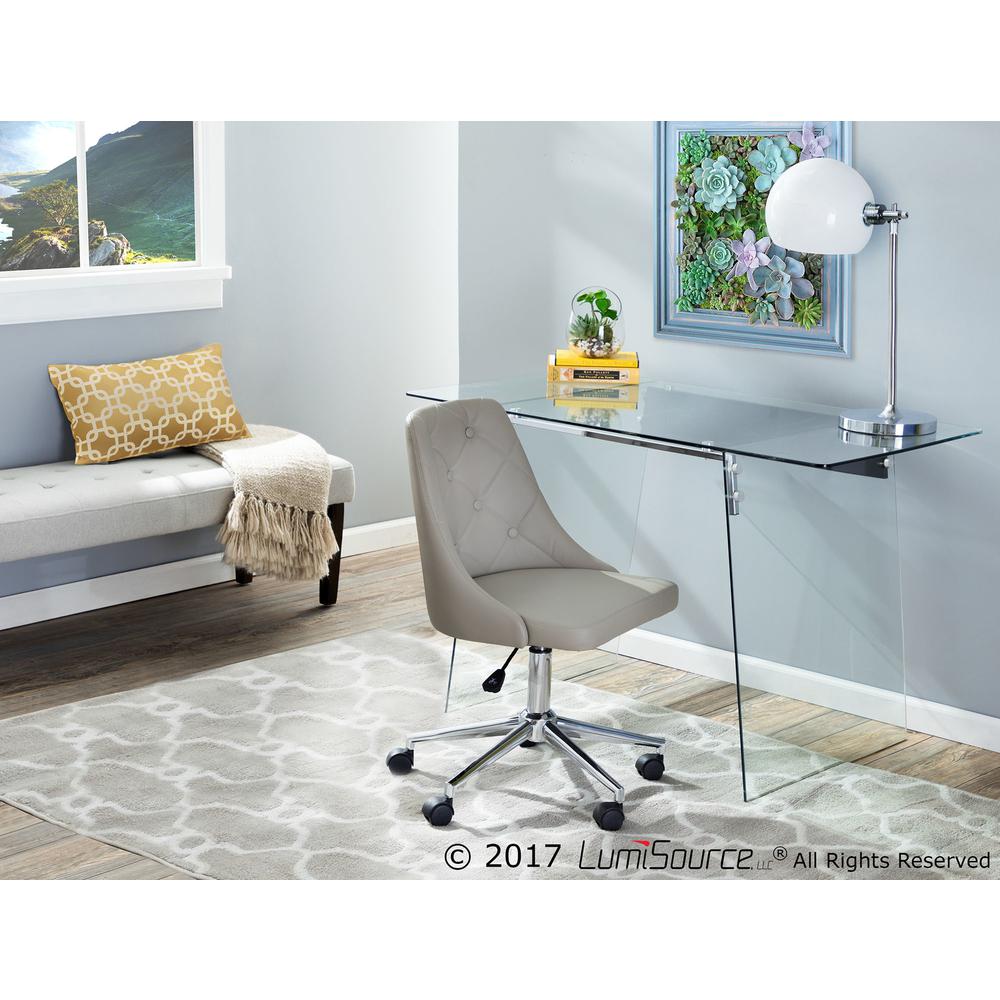 Glacier Contemporary Desk in Clear and Chrome. Picture 7