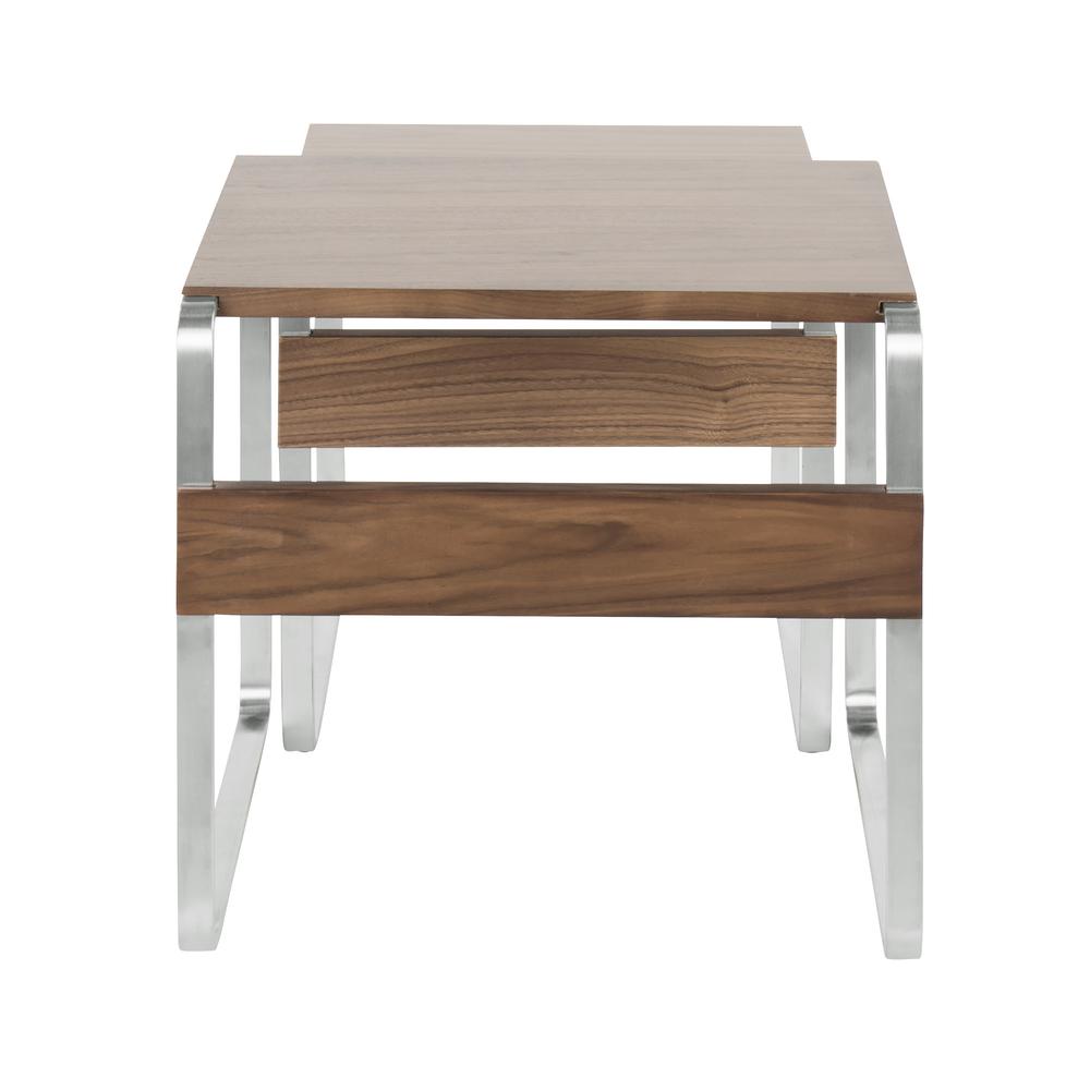 Stainless Steel, Walnut Tea Side Nesting Tables. Picture 4