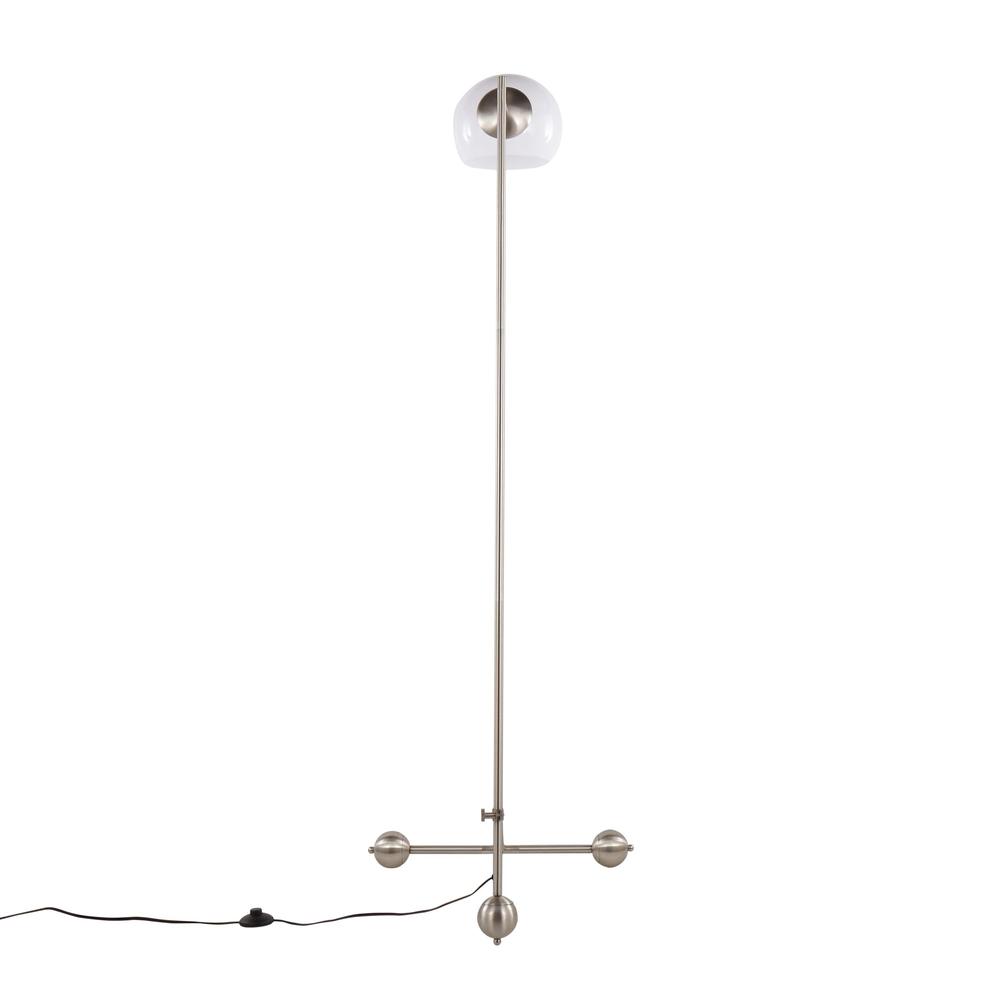 Brushed Nickel, White Plastic Eileen Floor Lamp. Picture 5