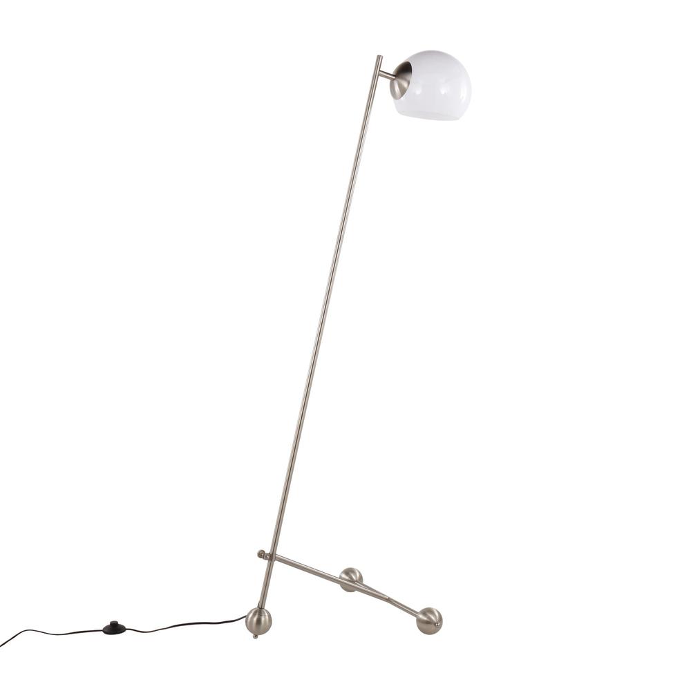 Brushed Nickel, White Plastic Eileen Floor Lamp. Picture 4