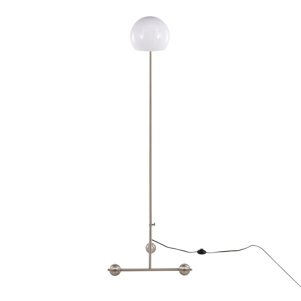 Brushed Nickel, White Plastic Eileen Floor Lamp. Picture 6