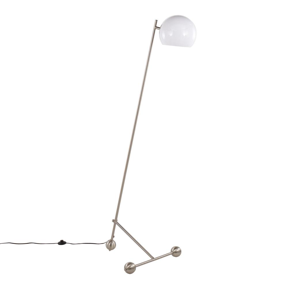 Brushed Nickel, White Plastic Eileen Floor Lamp. Picture 1