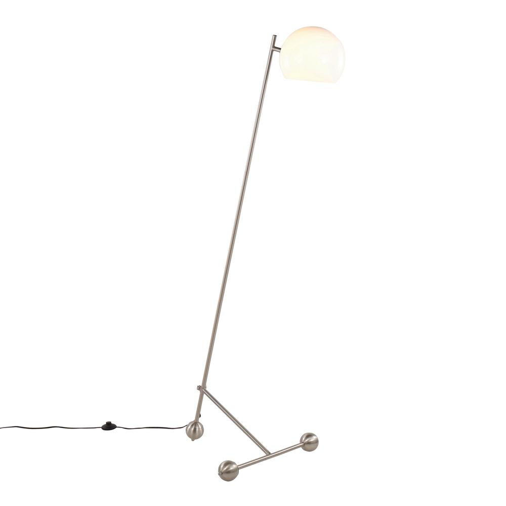 Brushed Nickel, White Plastic Eileen Floor Lamp. Picture 2