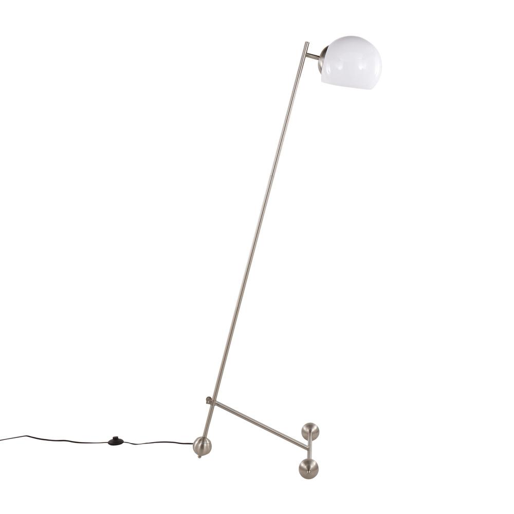 Brushed Nickel, White Plastic Eileen Floor Lamp. Picture 3