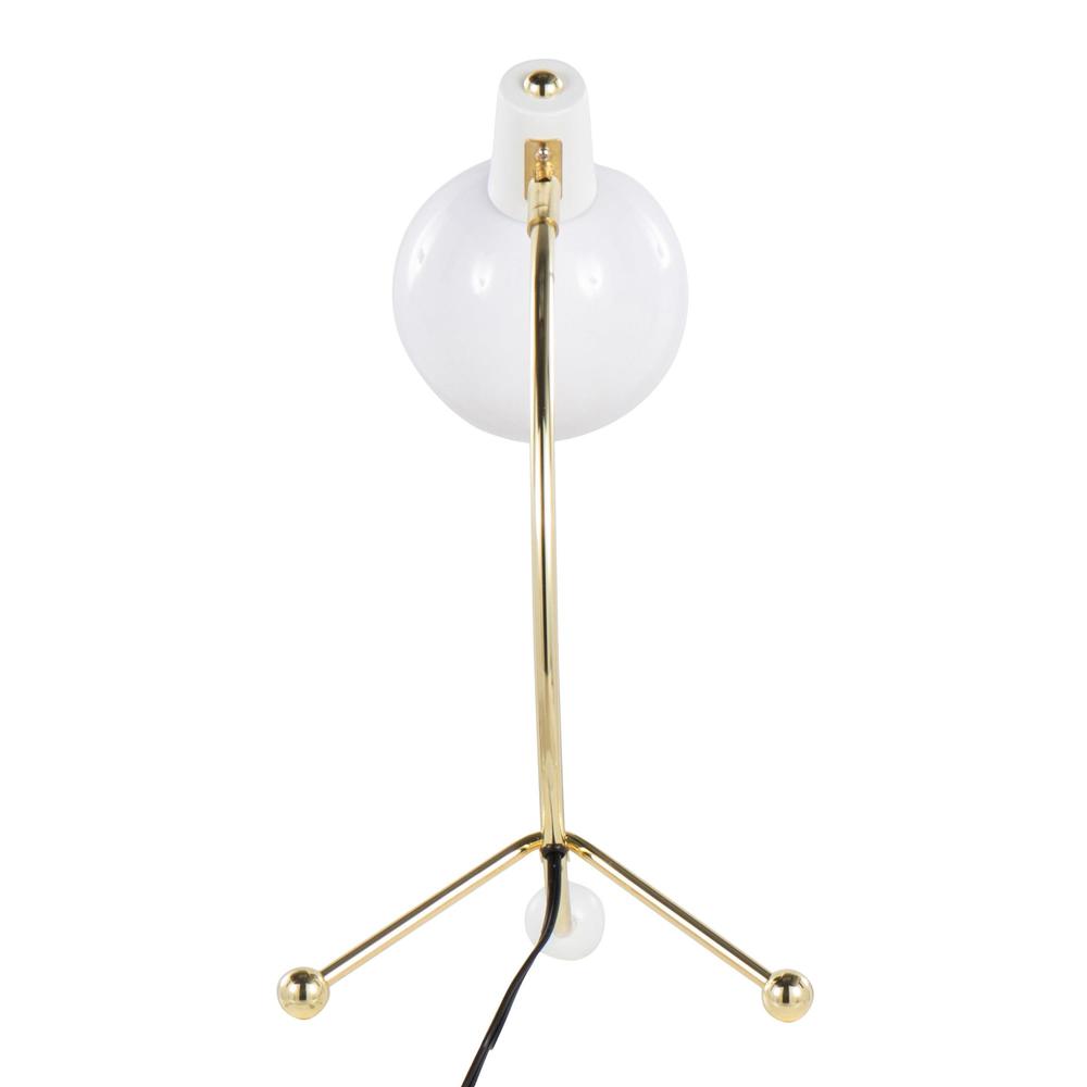 Gold Metal, White Plastic Eileen Task Lamp. Picture 5