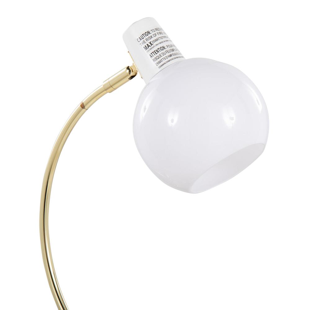 Gold Metal, White Plastic Eileen Task Lamp. Picture 7