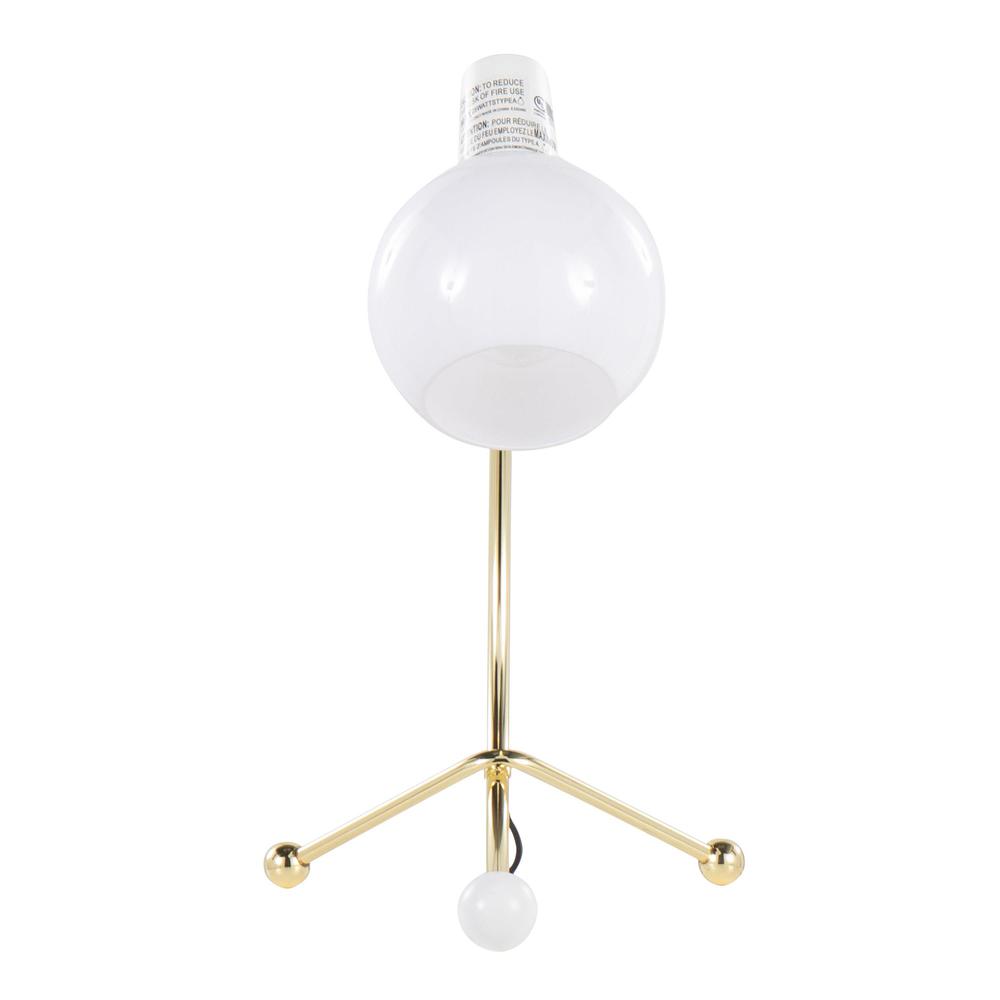 Gold Metal, White Plastic Eileen Task Lamp. Picture 6