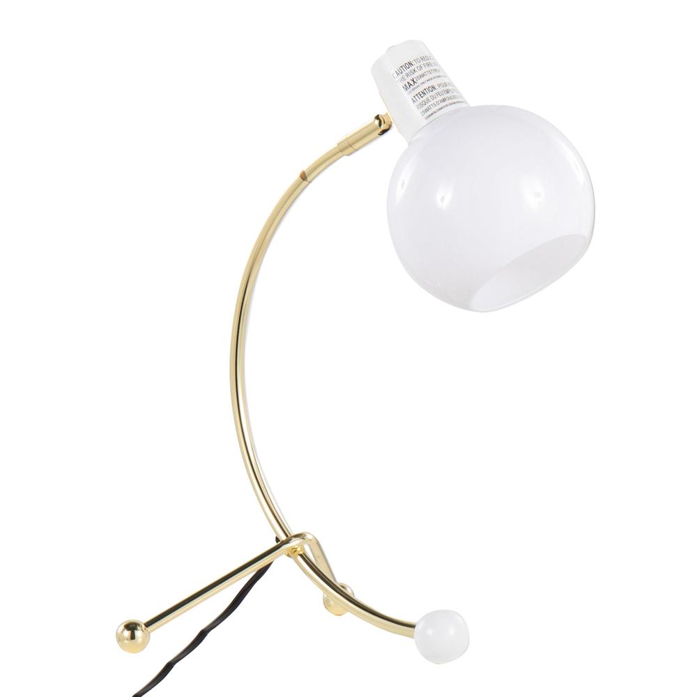 Gold Metal, White Plastic Eileen Task Lamp. Picture 2