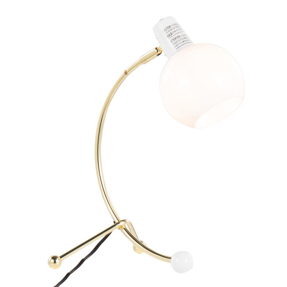 Gold Metal, White Plastic Eileen Task Lamp. Picture 1