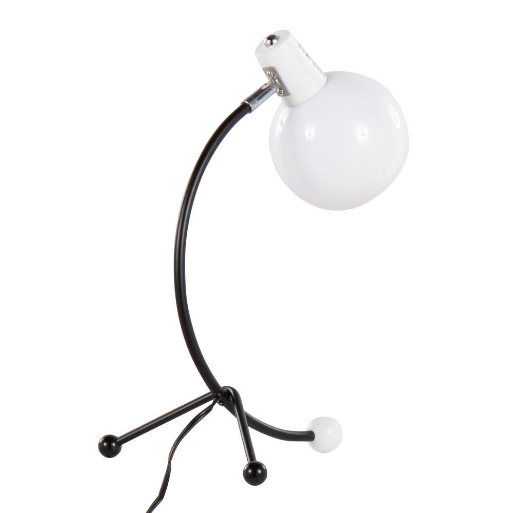 Black Metal, White Plastic Eileen Task Lamp. Picture 4