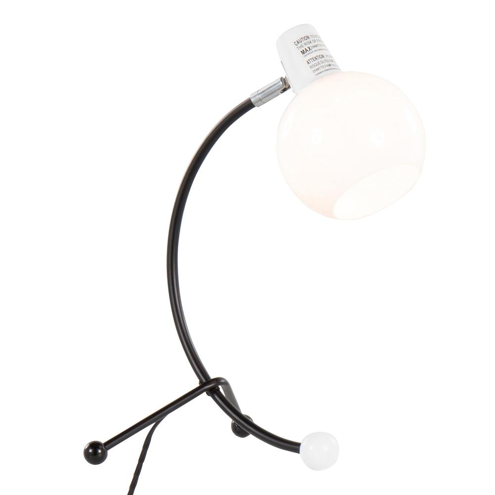 Black Metal, White Plastic Eileen Task Lamp. Picture 1